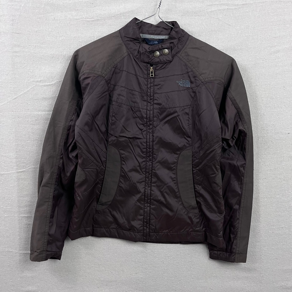 The North Face Insulated Jacket Womens S Brown‎ Quilted Full Zip Mock Neck Mock